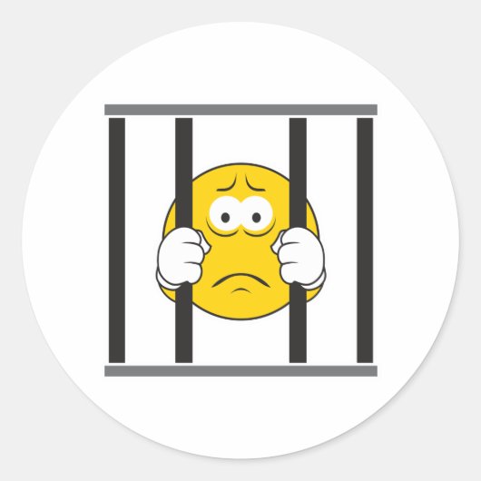 Sticker Rond Visage en prison (Devant)