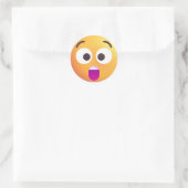 Sticker Rond Visage étonné et ombragé mignon et adorable Emoji (Sac)