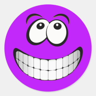 Sticker Rond Visage fou pourpre de yeux