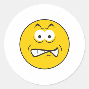 Sticker Rond Visage grognant en colère