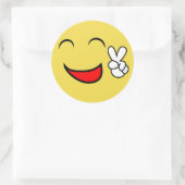Sticker Rond Visage heureux de paix (Sac)