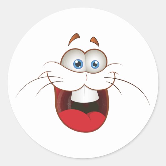 Sticker Rond Visage idiot de lapin (Devant)