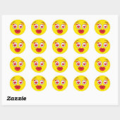 Sticker Rond Visage jaune baisant (Feuille)