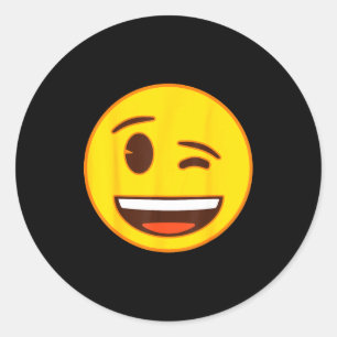Sticker Rond Visage jaune de sourire clin d'œil Émoji officiel