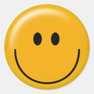 Sticker Rond Visage jaune heureux