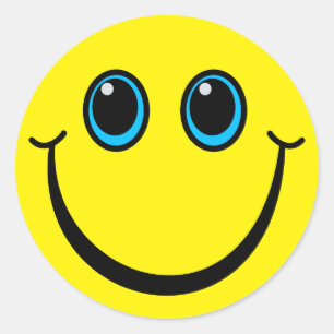 Sticker Rond Visage jaune heureux