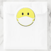 Sticker Rond Visage jaune portant un masque (Sac)