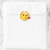 Sticker Rond Visage Jeter Un Baiser Emoji (Sac)
