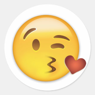 Sticker Rond Visage Jeter Un Baiser Emoji