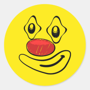 Sticker Rond Visage maladroit de jaune de clown