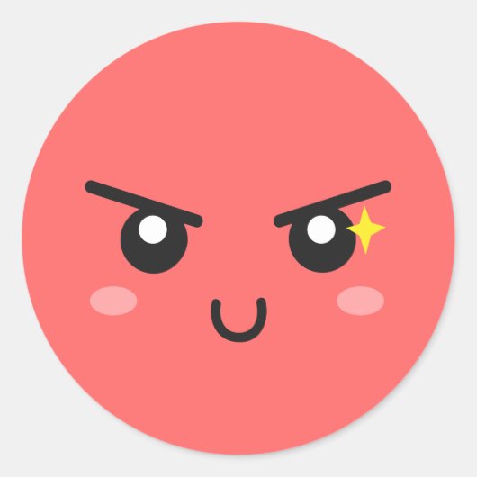Sticker Rond Visage malicieux avec étincelle diabolique (Devant)