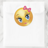 Sticker Rond Visage mignon avec l'arc (Sac)