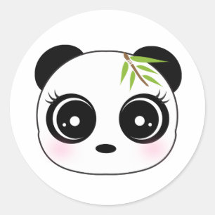 Sticker Rond Visage mignon de panda