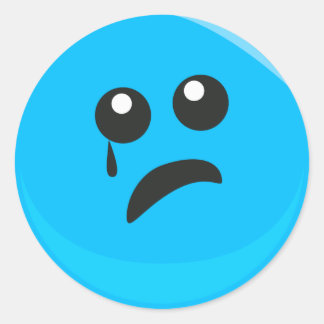 Sticker Rond Visage mignon de tristesse en pleurs