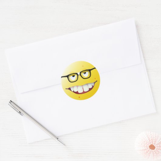 Sticker Rond Visage nerd (Enveloppe)