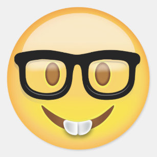 Sticker Rond Visage nerd Emoji