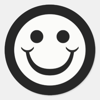 STICKER ROND VISAGE NOIR ET BLANC