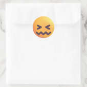 Sticker Rond Visage ombragé confondé Emoji mignon adorable Jaun (Sac)