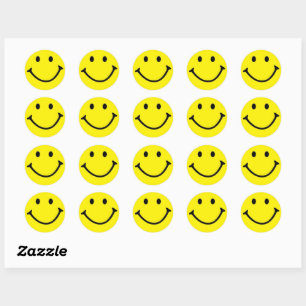 Sticker Rond Visage original de sourire jaune
