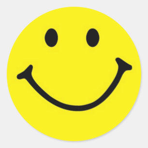 Sticker Rond Visage original de sourire jaune 