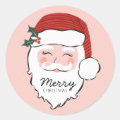Sticker Rond Visage Père Noël joyeux | Joyeux Noël (Devant)