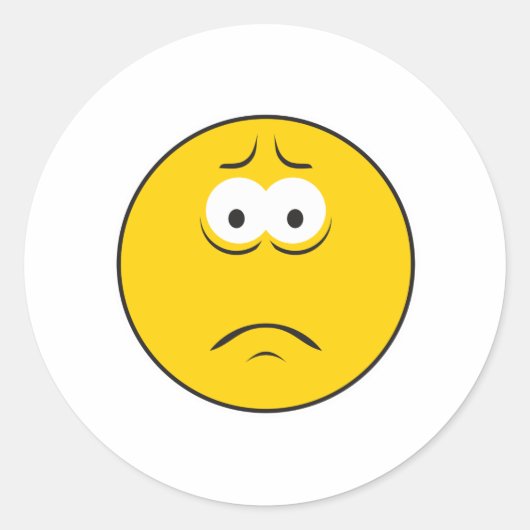 Sticker Rond Visage Renfrogné Triste (Devant)