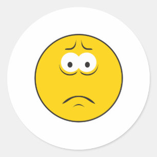 Sticker Rond Visage Renfrogné Triste