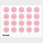 Sticker Rond Visage rose (Feuille)