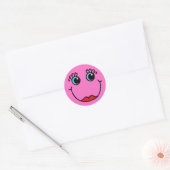 Sticker Rond Visage rose de la fille (Enveloppe)