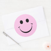 Sticker Rond Visage rose personnalisé joyeux mignonne (Enveloppe)