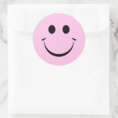 Sticker Rond Visage rose personnalisé joyeux mignonne (Sac)