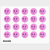 Sticker Rond Visage rose triste (Feuille)