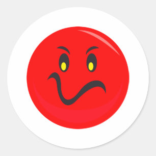 Sticker Rond visage rouge fou