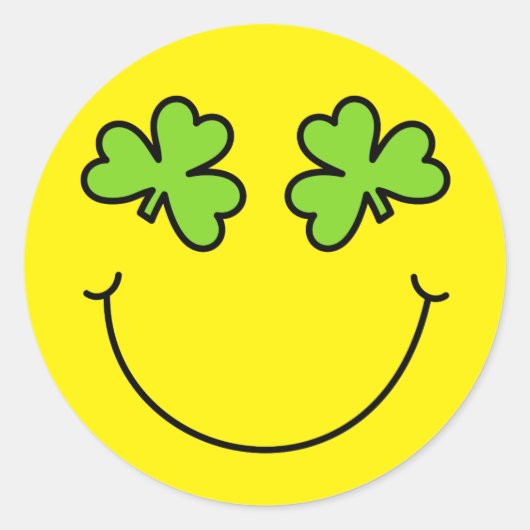 Sticker Rond Visage Shamrock Emoji de la Saint Patrick (Devant)