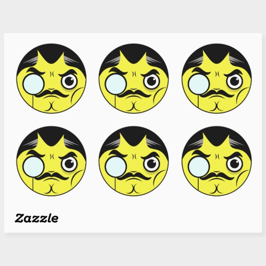 Sticker Rond Visage Snob (Feuille)