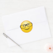 Sticker Rond Visage souriant avec lunettes nerd drôle autocolla (Enveloppe)