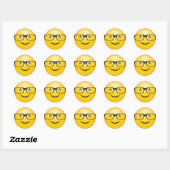 Sticker Rond Visage souriant avec lunettes nerd drôle autocolla (Feuille)