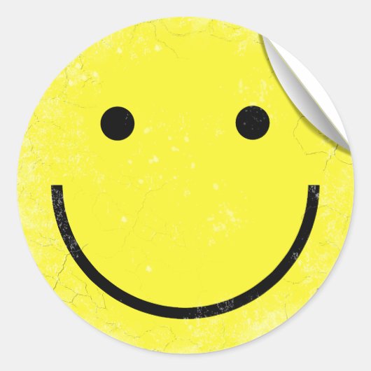 Sticker Rond Visage souriant Retro désorienté | Corner faux pei (Devant)