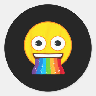 Sticker Rond Visage sourire jaune bouche arc-en-ciel Emoji offi