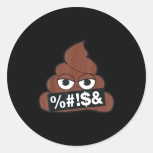 Sticker Rond Visage sourire jaune censure caca Emoji officiel