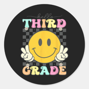 Sticker Rond Visage Sourire Rétro Bonjour Équipe 3e Année Retou