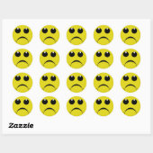 Sticker Rond visage triste (Feuille)