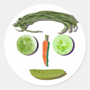Sticker Rond Visage végétarien