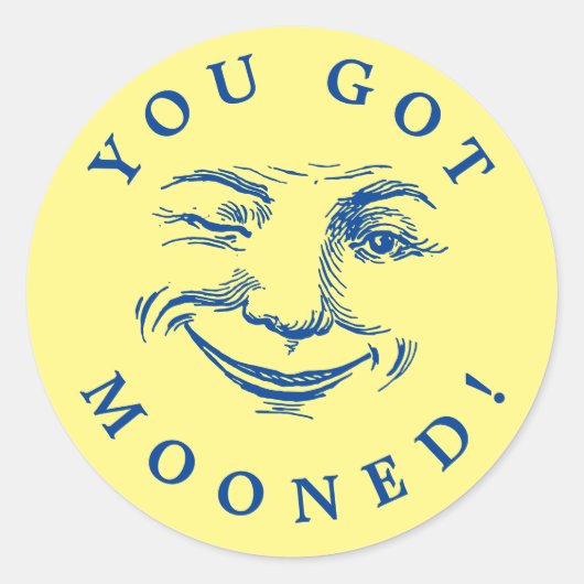 Sticker Rond Visage vintage de la lune souriante (Devant)
