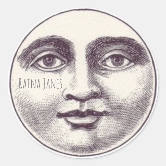 Sticker Rond Visage Whimsical De La Lune (Devant)