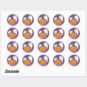 Sticker Rond Visages Citrouilles amusants (Feuille)