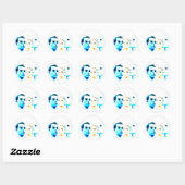 Sticker Rond Visages cool (trois amis), design minimaliste (Feuille)