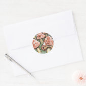 Sticker Rond Visages de champignon rose (Enveloppe)