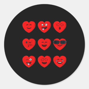 Sticker Rond Visages de cœur de la Saint-Valentin Émotions drôl