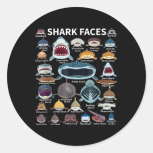 Sticker Rond Visages de requins auxquels vous souhaitez vous co